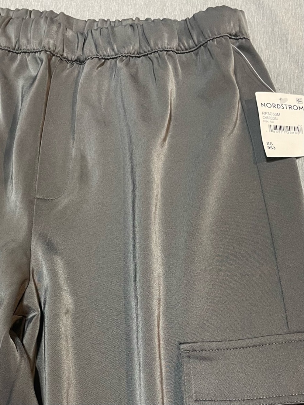 Splendid Satin Cargo Joggers Charcoal XS High Rise Luxe Athleisure Streetwear - Picture 4 of 12